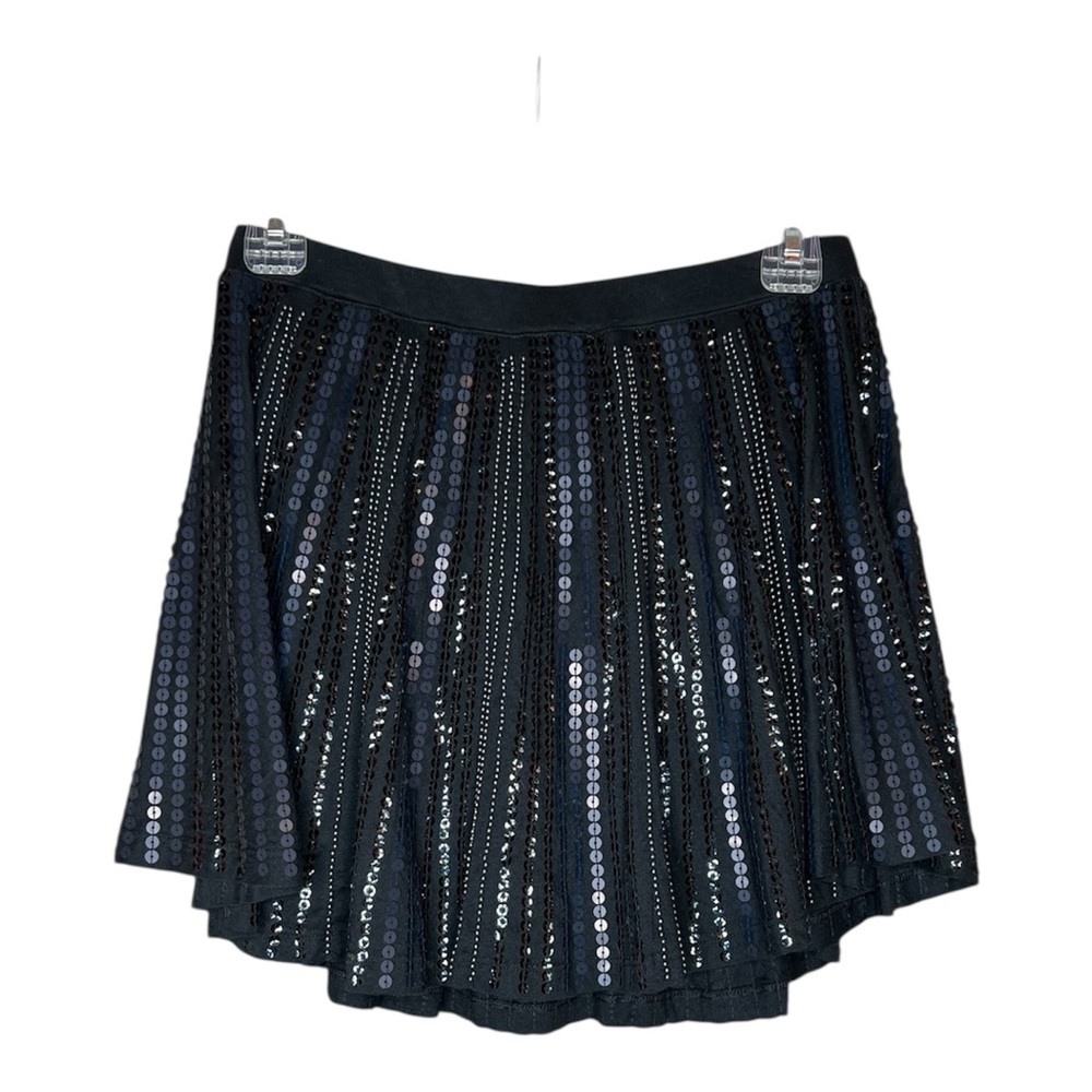 Express Women’s  Beaded Sequin Blk Attached Underneath Shorts Skater Skirt SZ XS